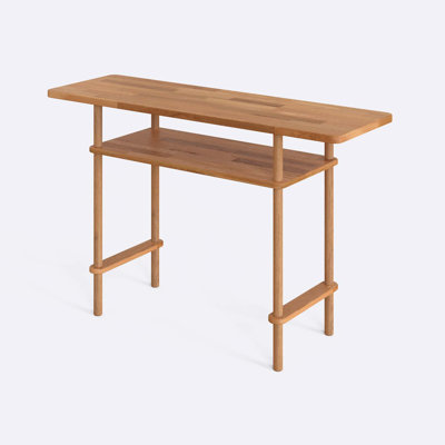 Soho Solid Wood Console Table With 2 Shelves, Beech Wood Sofa Table for Entryway and Hallway
