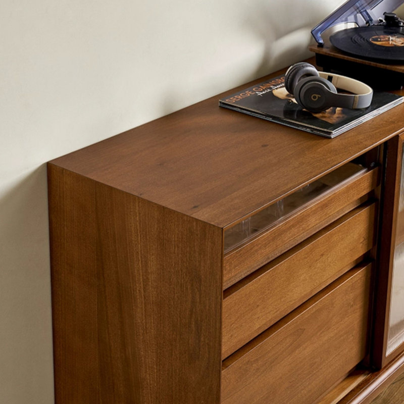 Glass-Door Minimalist Sideboard, Brown