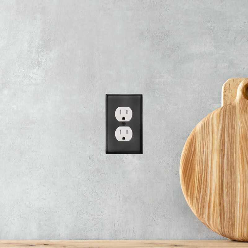 Ageless Iron Single Duplex Outlet Cover in Black Iron