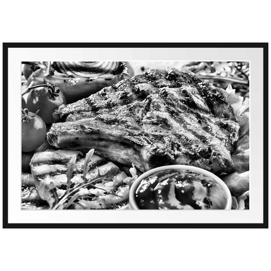 Gegrilltes Steak Gerahmter Fotodruck Poster