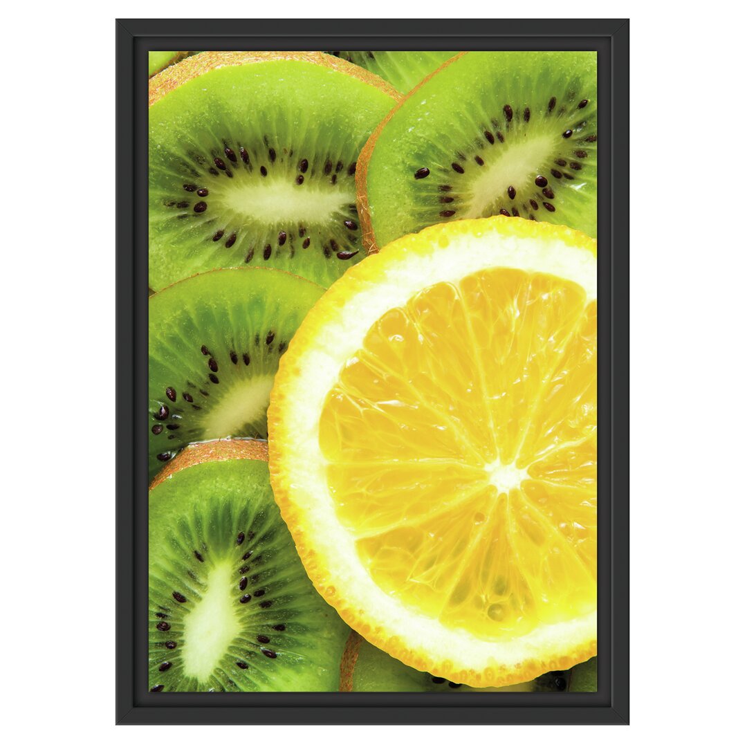 Gerahmtes Wandbild Orange und Kiwi Scheiben