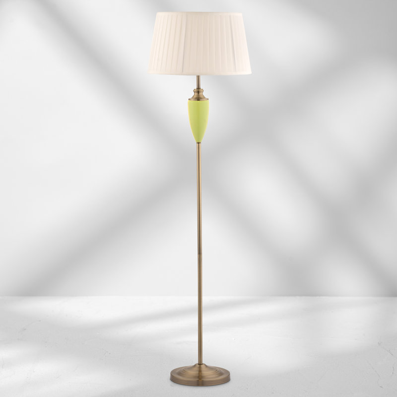 Falkland 154Cm Classic Antique Traditional Floor Lamp Faux Silk Pleated Shade, Green