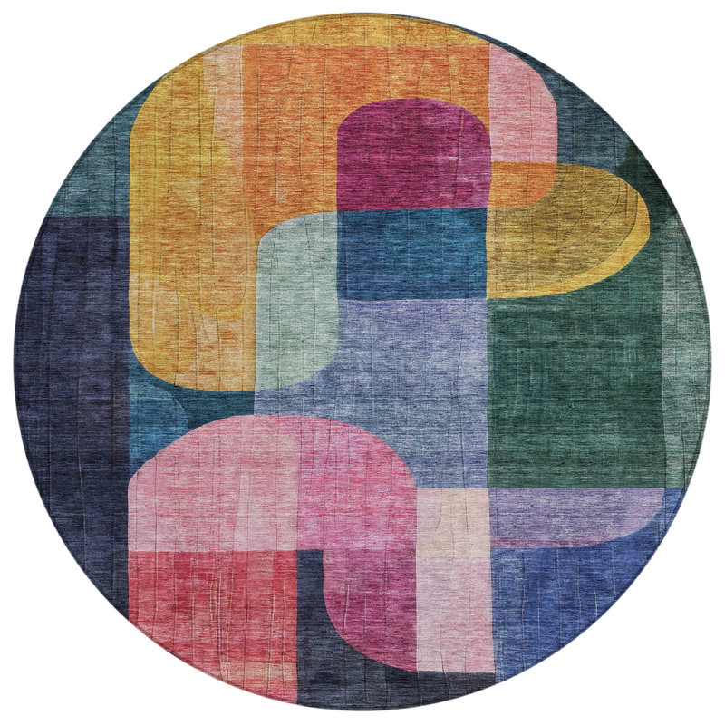 Milo Green Washable Indoor-Outdoor Rug - , 8' x 8'