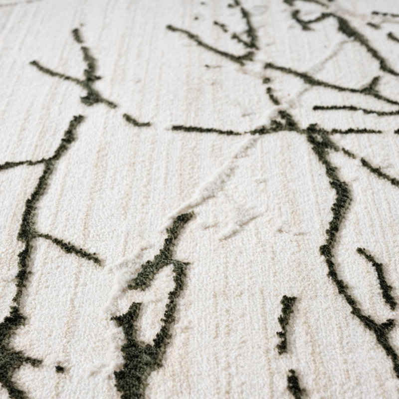 Modern Abstract Nature Area Rug, Green, Rectangle 2' x 2'11"