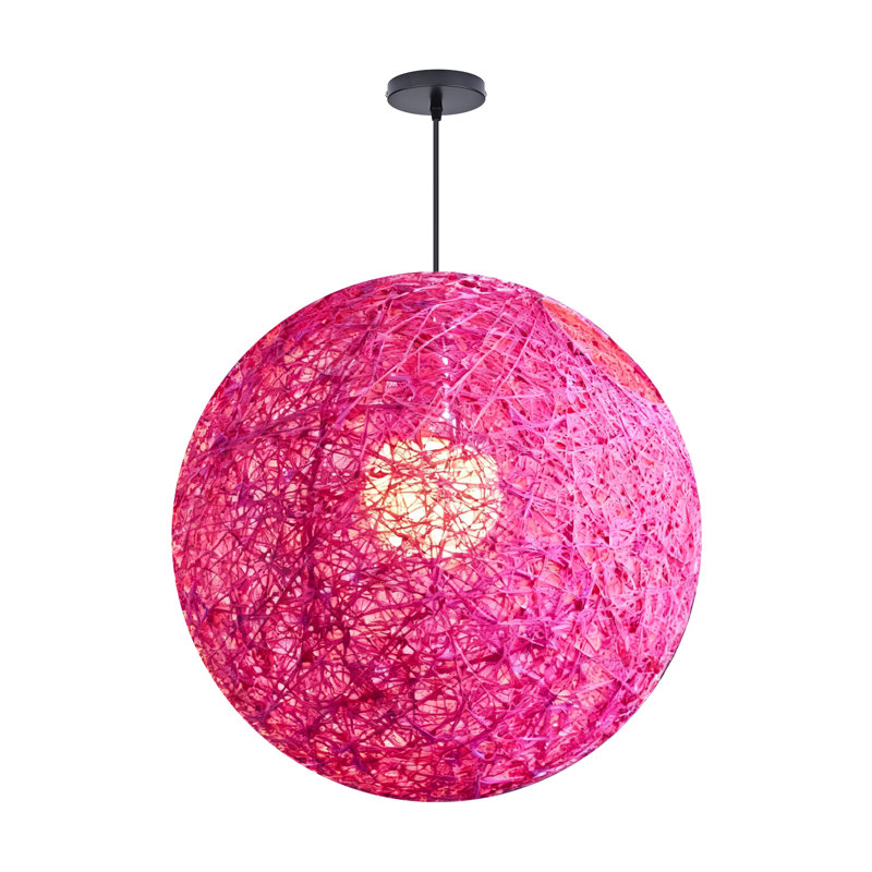 Luminaire suspendu sphère 1 lumière blanc, H 7,87 po x l 7,87 po x P 7,87 po, Rose