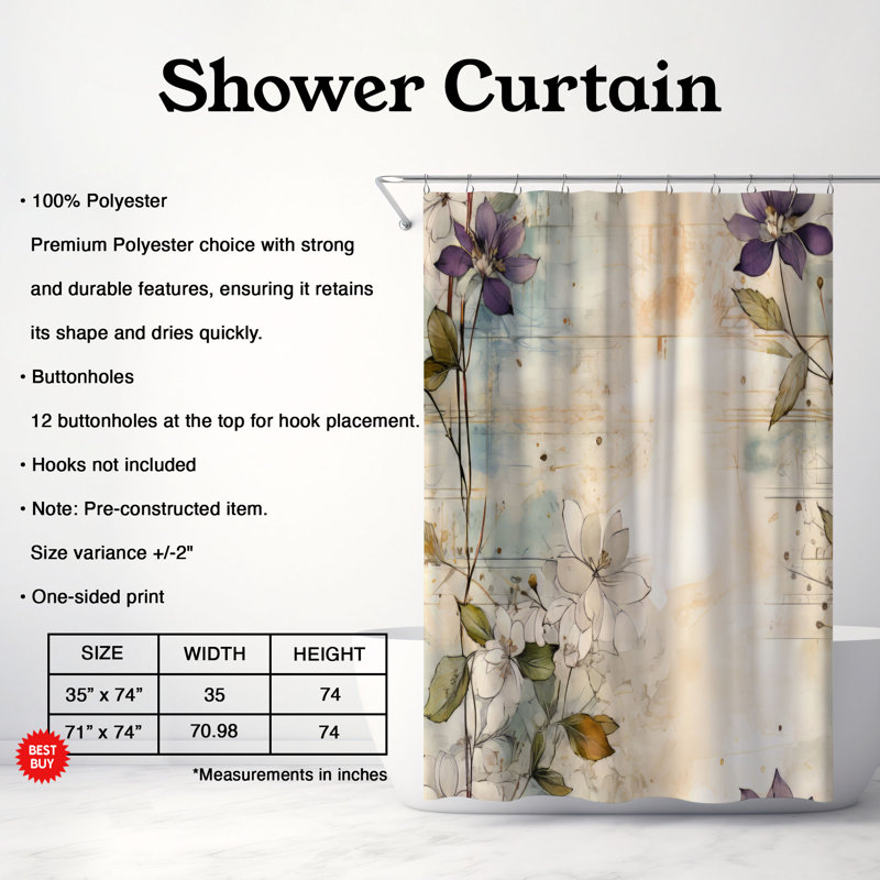 Papier vieilli - Rideau de douche Premium, H 74 po x l 71 po