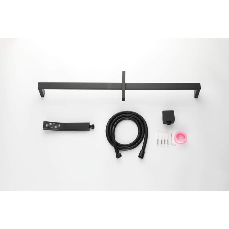 59-Inch Hose Handheld Shower With Adjustable Height Feature And Matte Black Texture 28-Inch Slide Bar Functional Spray Settings Finish