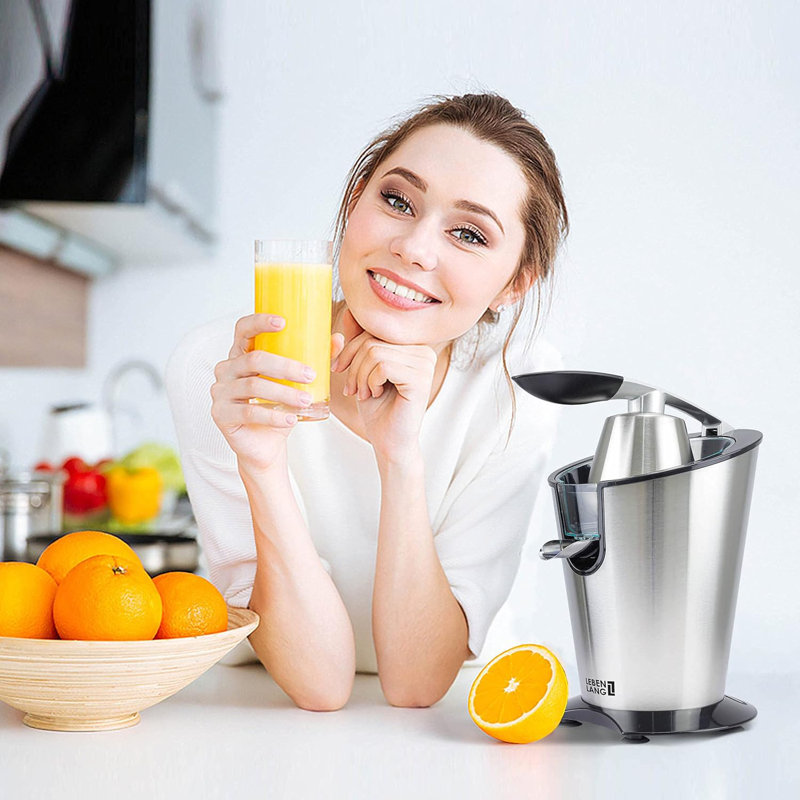 Extracteur de jus électrique LEBENLANG puissant à haut rendement en jus 200W + 2 cônes avec levier innovant