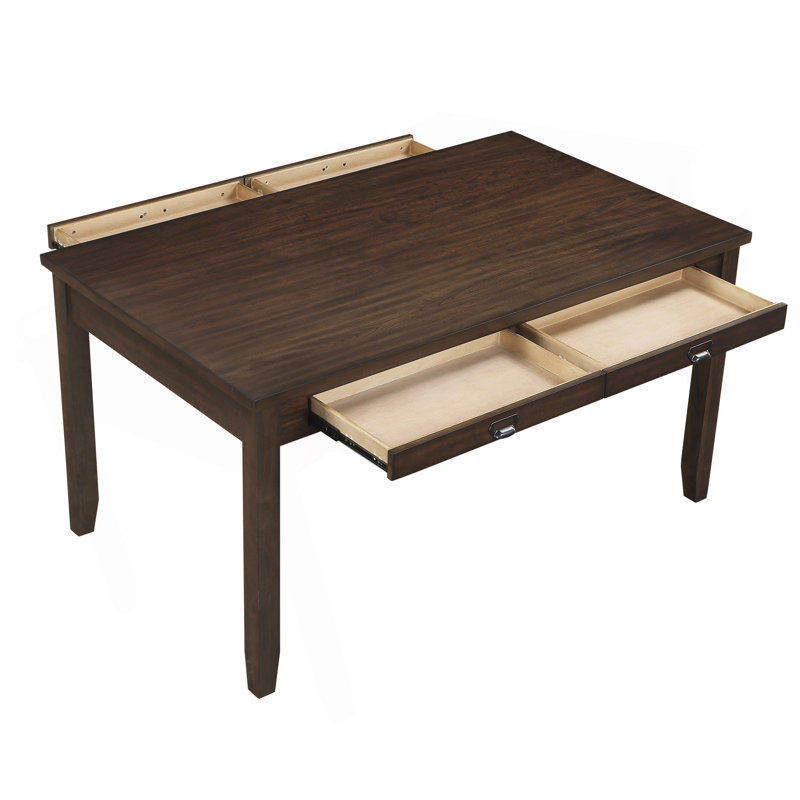 Dark Cherry Finish Dining Table With 4 Drawers 1Pc Transitional Style Wooden Funiture Dining Kitchen Table