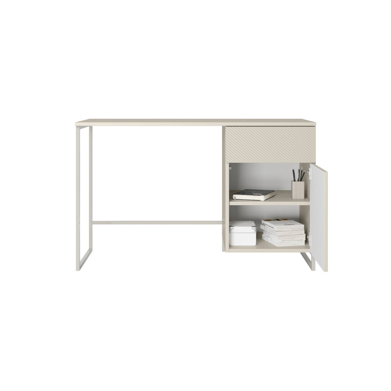 Almitra Metal Base Computer Desk, Beige