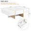 Table basse 47,2 "x 31,4" minimaliste ultrabrillante avec 2 tiroirs, table de canapé rectangulaire multi-rangement avec pieds en grain de bois doré, table centrale moderne pour le salon