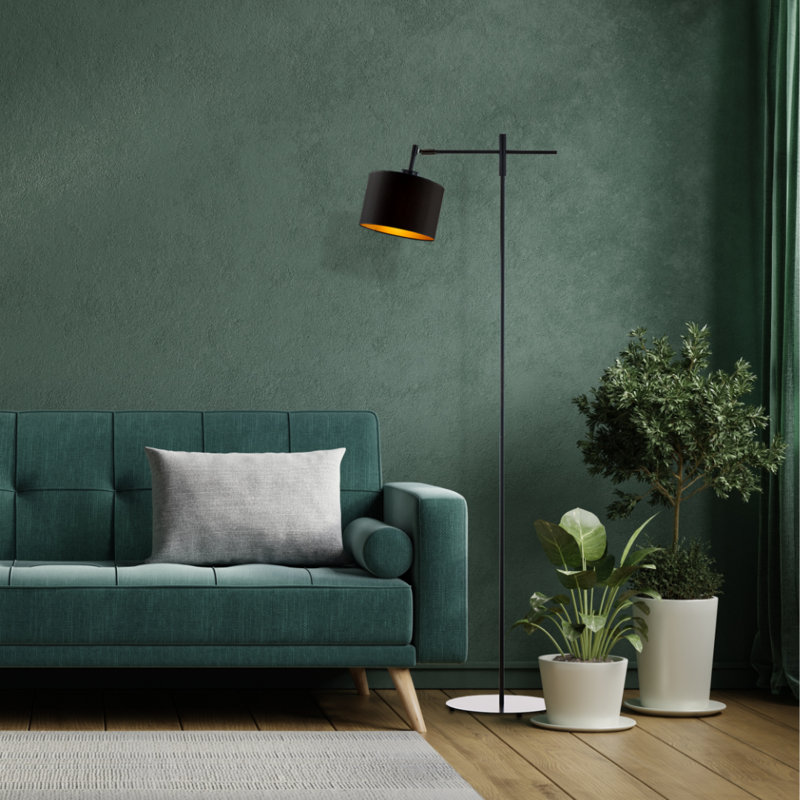 Brendi 145cm Swing Arm Floor Lamp, Black, Gray