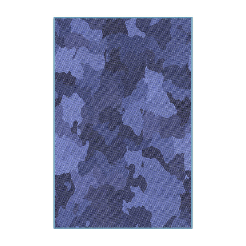 Tapis bleu camouflage en laine, Rectangle 2 pi x 3 pi