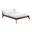 Grand lit en bois de noyer massif, lit plateforme moderne de style Mid-Century avec tête de lit à oreilles en tissu et pieds inclinés, tête de lit-1309964575