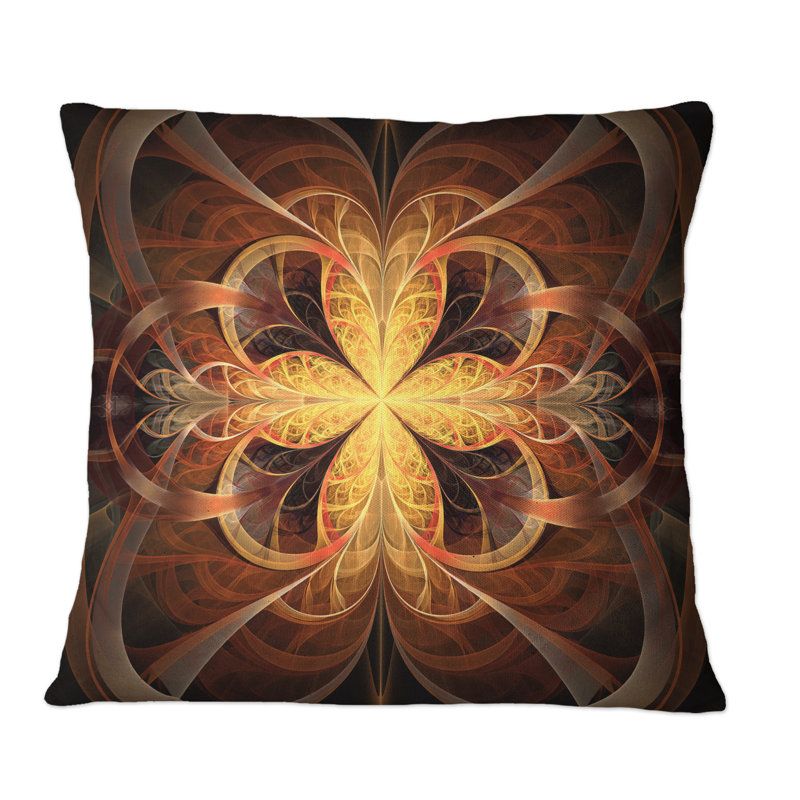 Coussin décoratif orange à motif floral orange, 16 po x 16 po