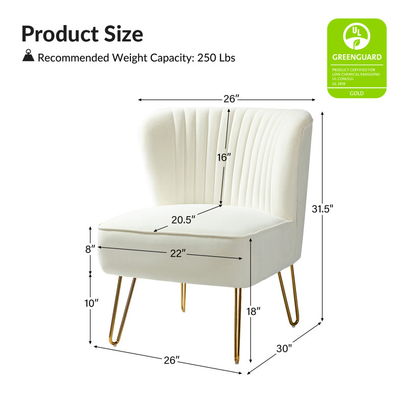 Leona Velvet Side Chair, Ivory Velvet