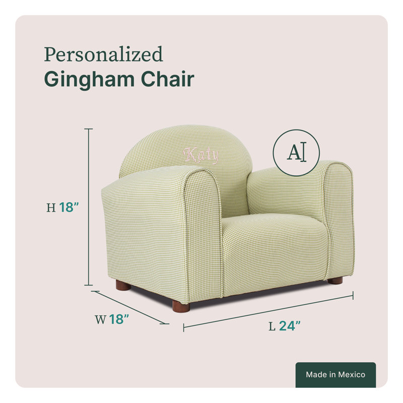 Fauteuil club personnalisé Keet, Gingham, Vert, Oui, Vert