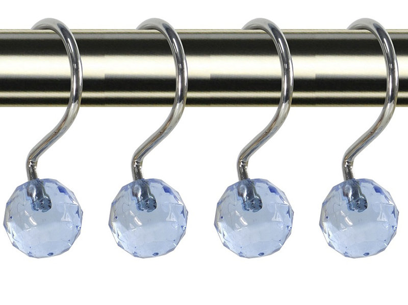 Crochets de rideau de douche cristal ball, Bleu