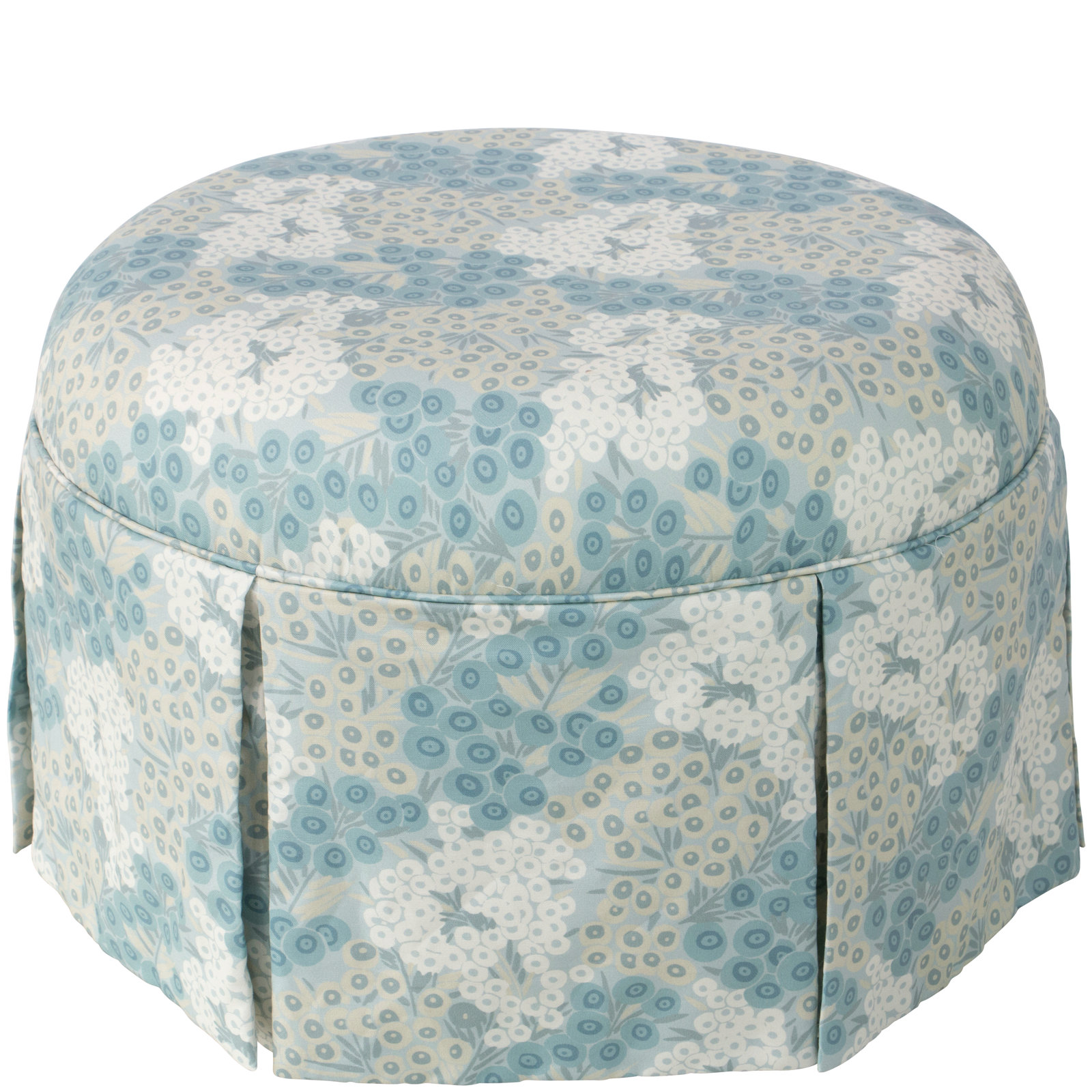 Manders 25" Cotton Ottoman, Loiret Blue