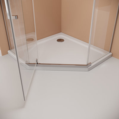 Porte de douche néo-angle sans cadre 36 po x P 36 po x H 72 po, verre trempé 1/4 po, chrome