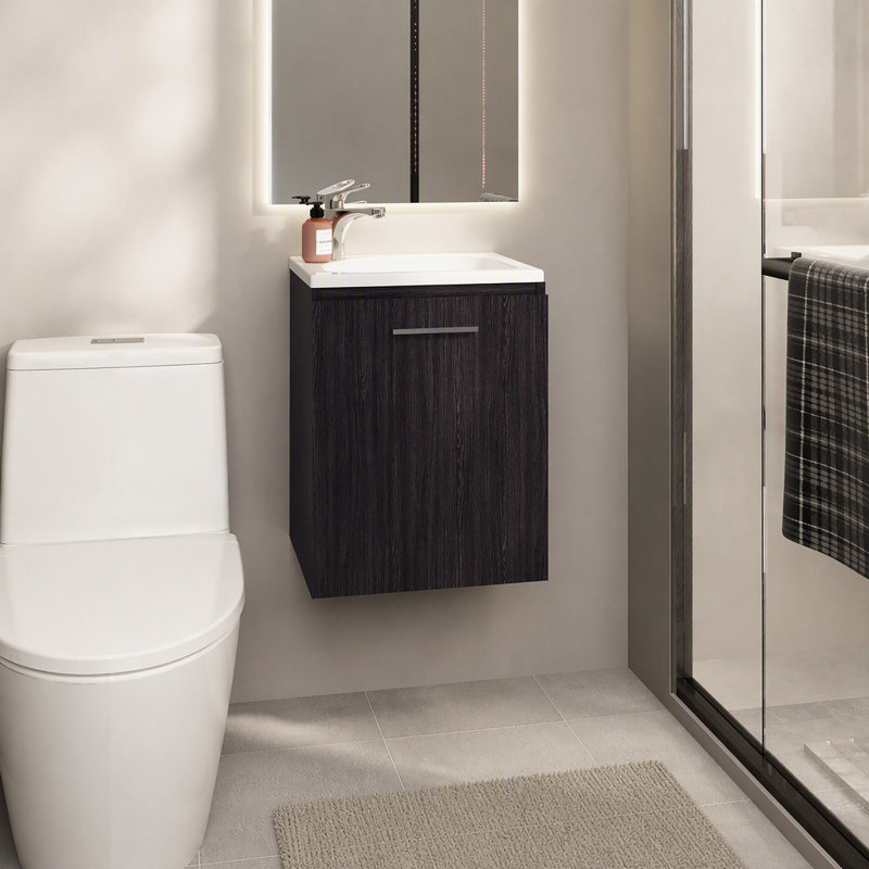 Meuble-lavabo de salle de bain avec lavabo, 1 porte, Black