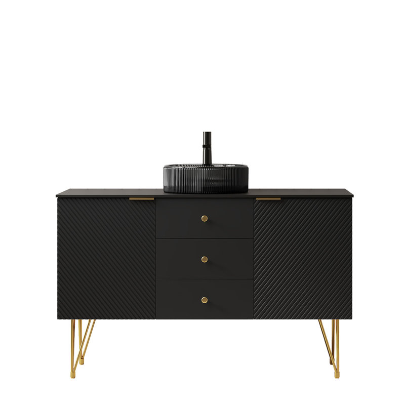 Meuble-lavabo autoportant avec tiroirs et portes, pré-assemblé