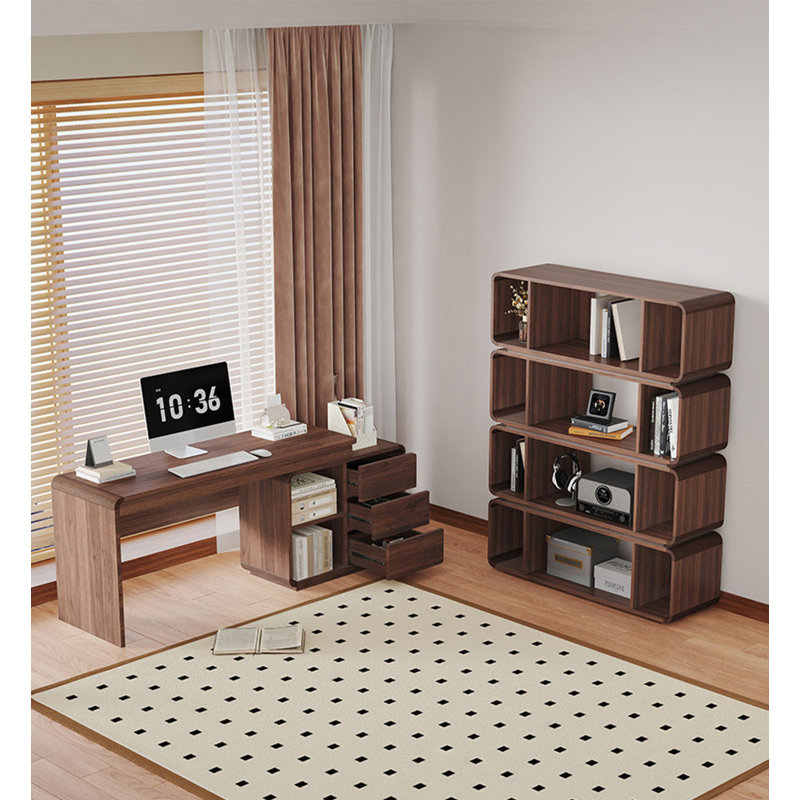 Bureau en bois massif de style Mid-Century avec armoire de rangement attachée