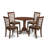 5 Piece Dining Table Set for 4 Includes a Round Kitchen Table with Dropleaf and 4 Linen Fabric Upholstered Dinette Chairs, 42x42 Inch, Mahogany-812407698-905072167
