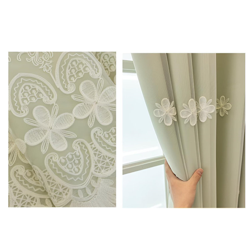Ele Polyester Room Darkening Single Curtain Panel Single Panel, Green