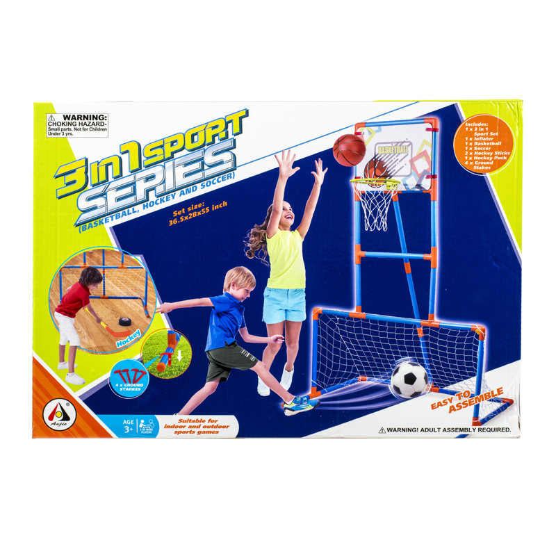 Aojie 3-in-1 Blue and Orange Plastic Sports Play Set