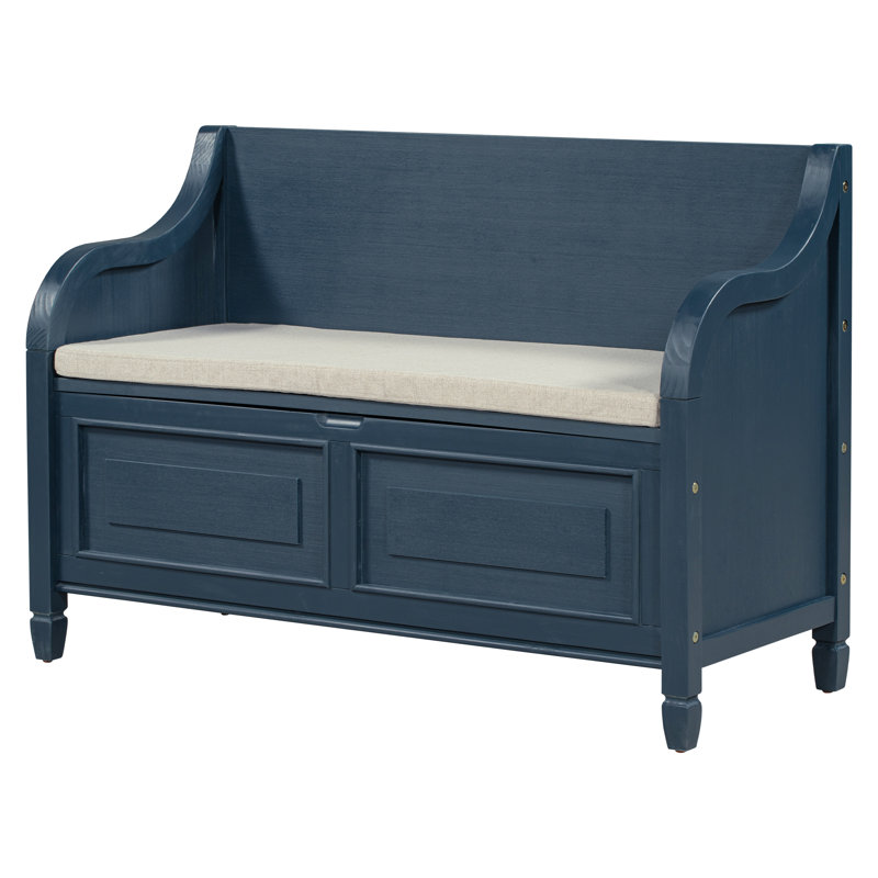 Marylea Upholstered Storage Bench, Antique Blue