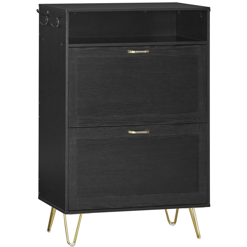 16 Pair Shoe Storage Cabinet, Black