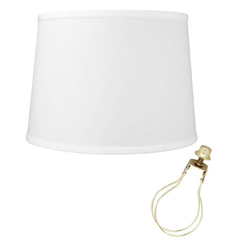 Abat-jour tambour en lin CLIP-ON FITTER, H 10 po x l 14 po x P 14 po, Blanc