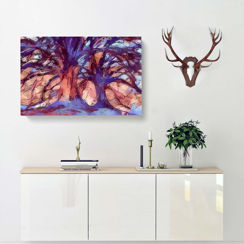 Two Beautiful Trees In Abstract - Wrapped Canvas Painting, 40cm H x 60cm W x 3cm D