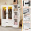 Armoire pour animaux de compagnie, garde-robe pour chien avec DEL, porte en verre et tiroir, organisateur de rangement en bois MDF pour chien chat, blanc