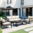 Luxury Outdoor For Gardens And Lawns - Waterproof, Rust, . Curved Design Optimal Relaxation. Beige Cushions, Black Steel Frame. Easy To Clean Ustyle Garden Heavy-Duty Steel, Waterproof & Cushions-841446265