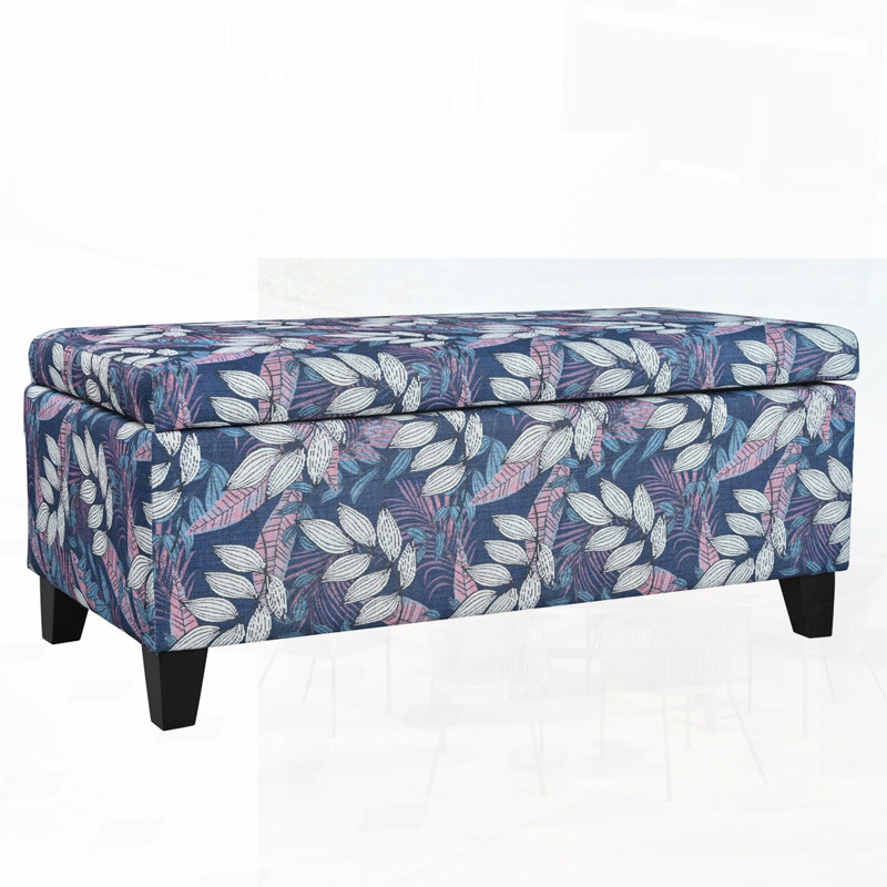 Repose-pieds avec rangement et tissu à motif floral