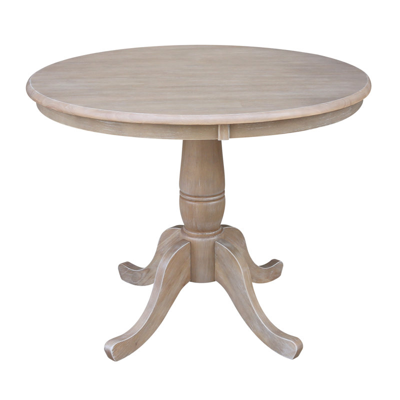 Table de salle à manger à piédestal en bois massif, H 30 po x L 36 po x l 36 po, Taupe-gris délavé