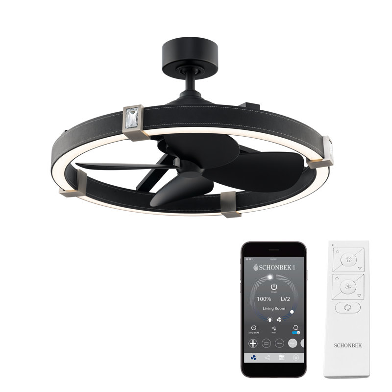 Atomic 1 Light Crystal LED Fandelier, Black Leather- Brushed Nickel