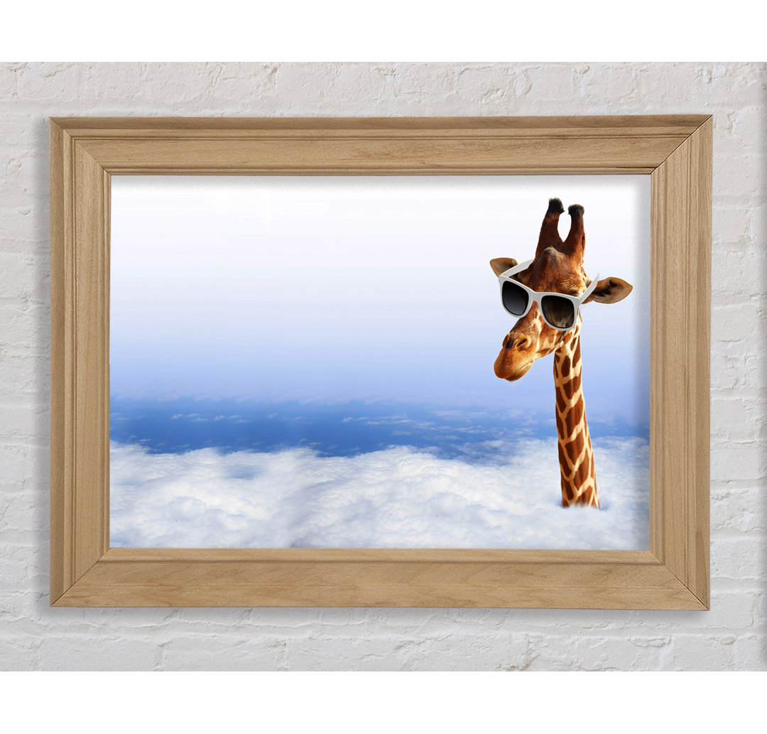 Gerahmtes Leinwandbild Giraffe Head In The Clouds