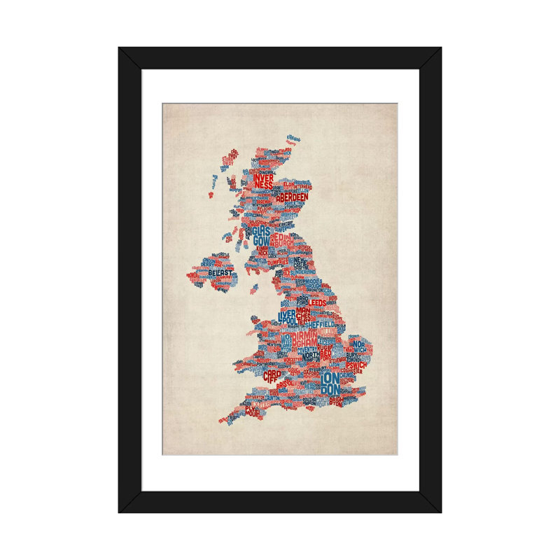 Impression sur toile, "belle-france city text map iii" par michael tompsett, H 32 po x l 24 po x P 1 po, Blanc