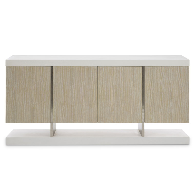 Solaria Transitional 72'' Beige and White Sideboard with Nickel Finish
