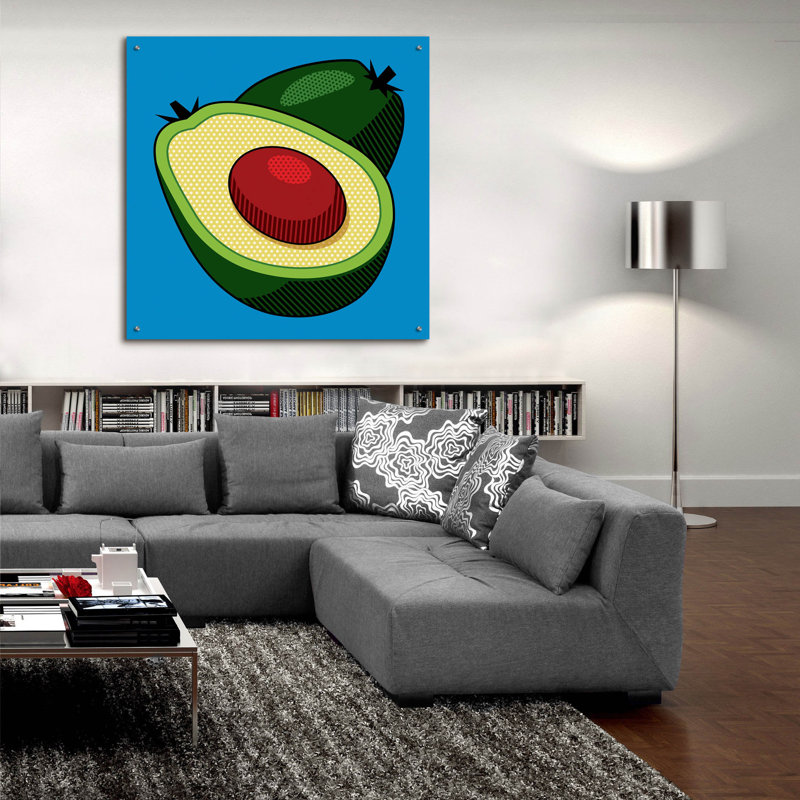 " Avocado On Blue " Print, 36" H x 36" W x 0.2" D