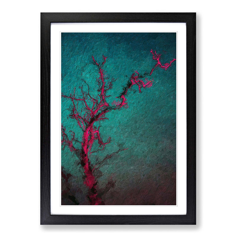 The Midnight Tree in Abstract - Picture Frame Painting Print, Black Framed, 36cm H x 27cm W x 2cm D