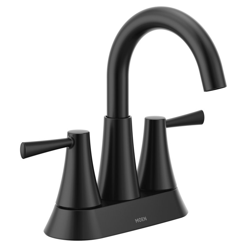 Robinet de salle de bain moderne à 4 poignées et 4 poignées Moen Ronan, Noir mat
