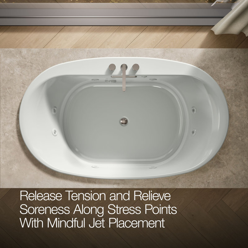72" x 42" Drop in Whirlpool Acrylic Bathtub with Heater, Ice Grey