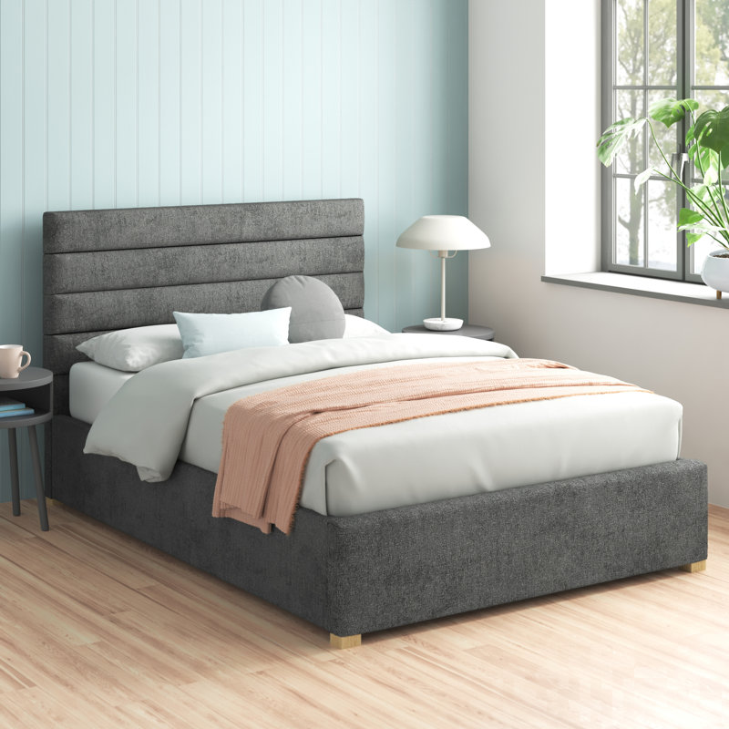 Tyson Upholstered Ottoman Storage Bed, Single (3'), Granite