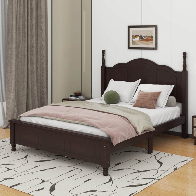 Lit plateforme Wood, Lit double, Noyer foncé