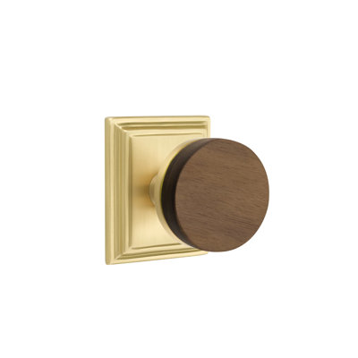 Ensemble de boutons d'intimité Emtek Select avec rosette Wilshire et tige conique, bouton en noyer foncé (CF)