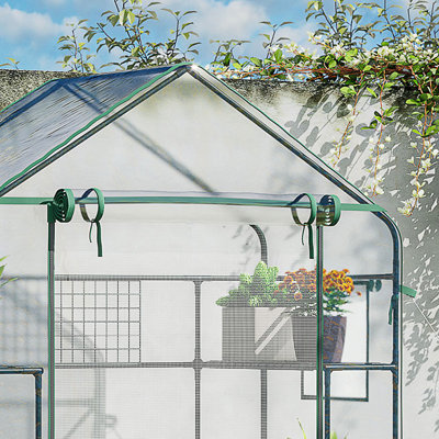 Outsunny Outdoor Walk-In Mini Greenhouse With Mesh Door & Windows